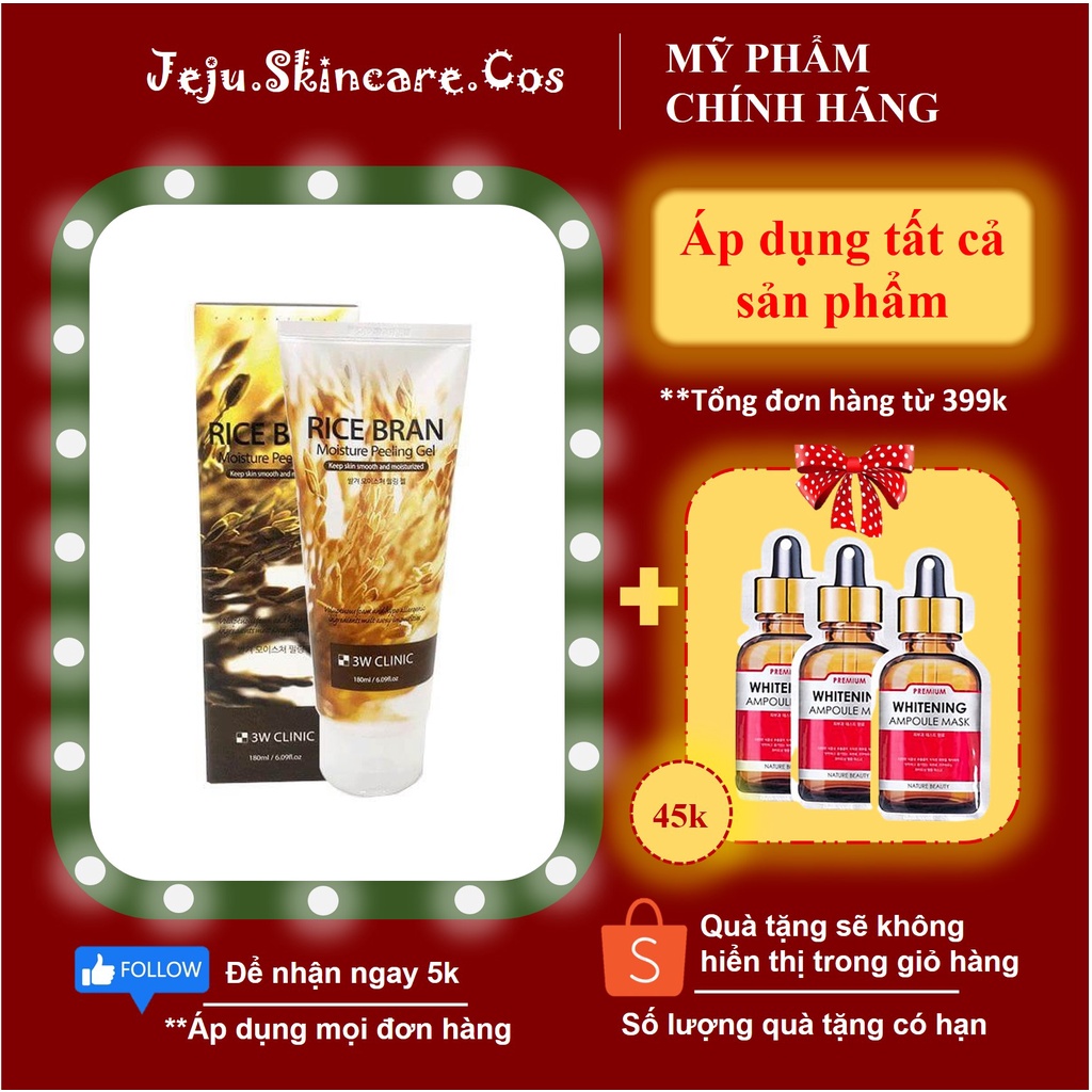 TẨY TẾ BÀO CHẾT 3W CLINIC RICE BRAN MOISTURE PEELING GEL 180ML