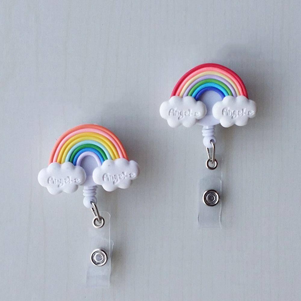 Kẹp Giữ Thẻ ID / Thẻ ID Họa Tiết Cầu Vồng Hoạt Hình Dành Cho Học Sinh / Y Tá