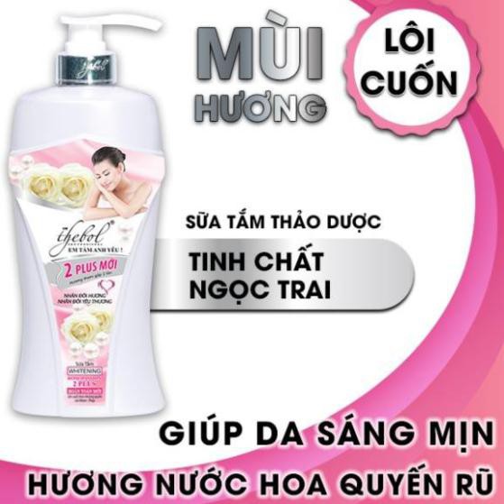 mailinh_4647 Sữa tắm tinh chất ngọc trai nước hoa Thebol 2 Plus 650g + Sữa tắm sen tuyết trắng hạt massage 226g