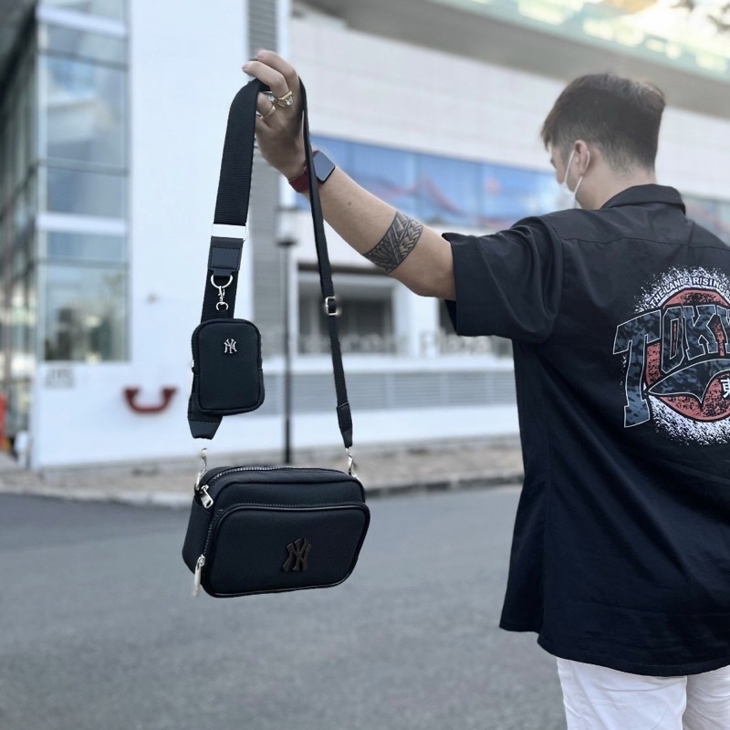 Túi Đeo Chéo MLB Siêu Phẩm Full Đen Đủ Tag