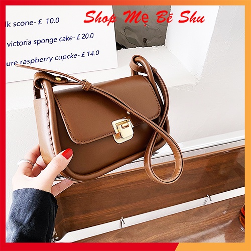Túi xách nữ đeo chéo khóa cụp sang trọng size 21 mã MBS14 màu đen, nâu, xanh bơ, trắng