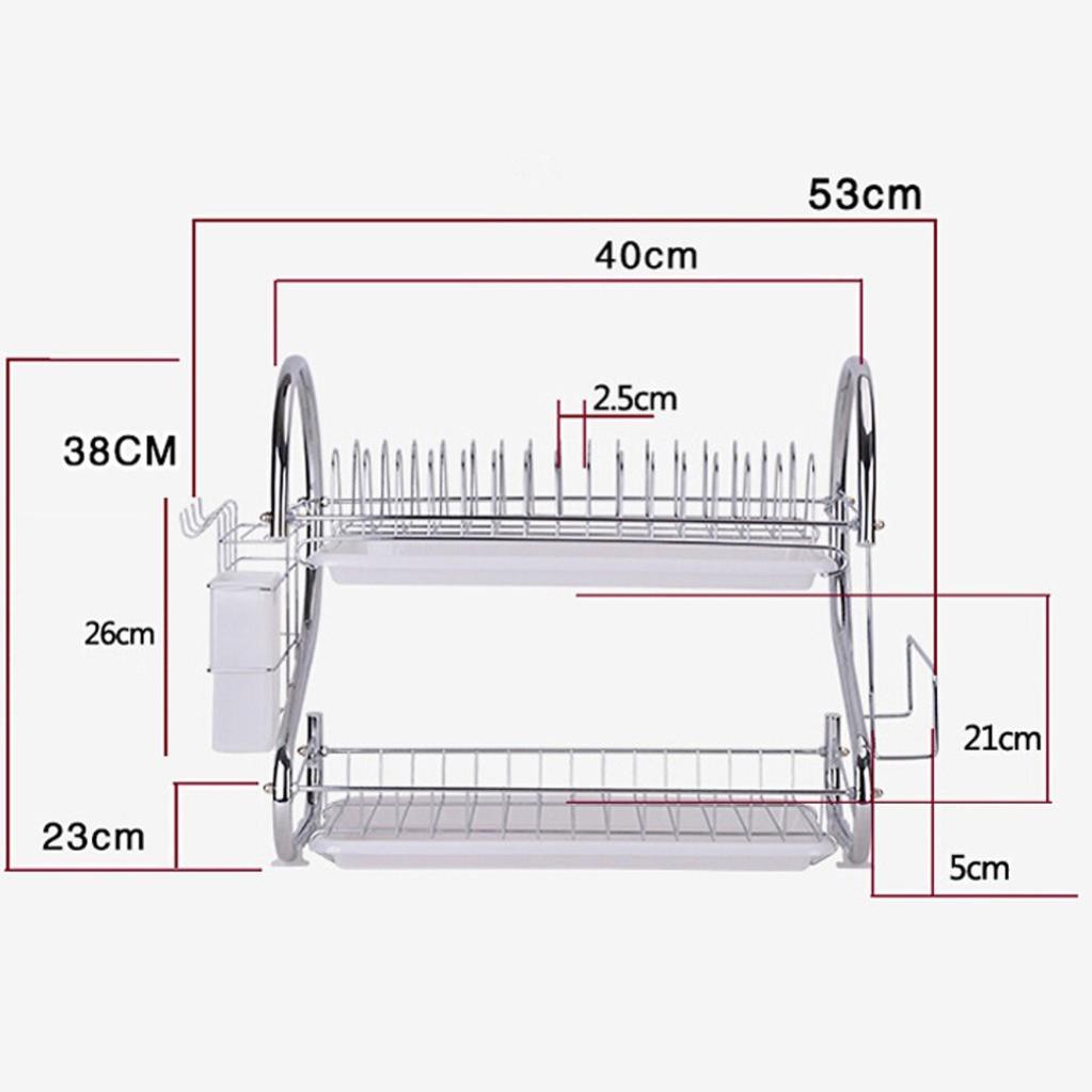 Kệ để bát đĩa 2 tầng bằng inox | Giá úp chén đĩa có ống cắm đũa tiện dụng.