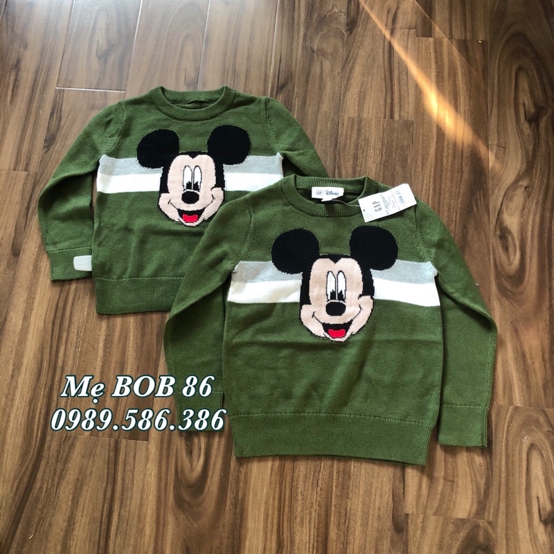 Áo Len Bé Trai Mickey Xanh Lá dư xịn 1-5Y