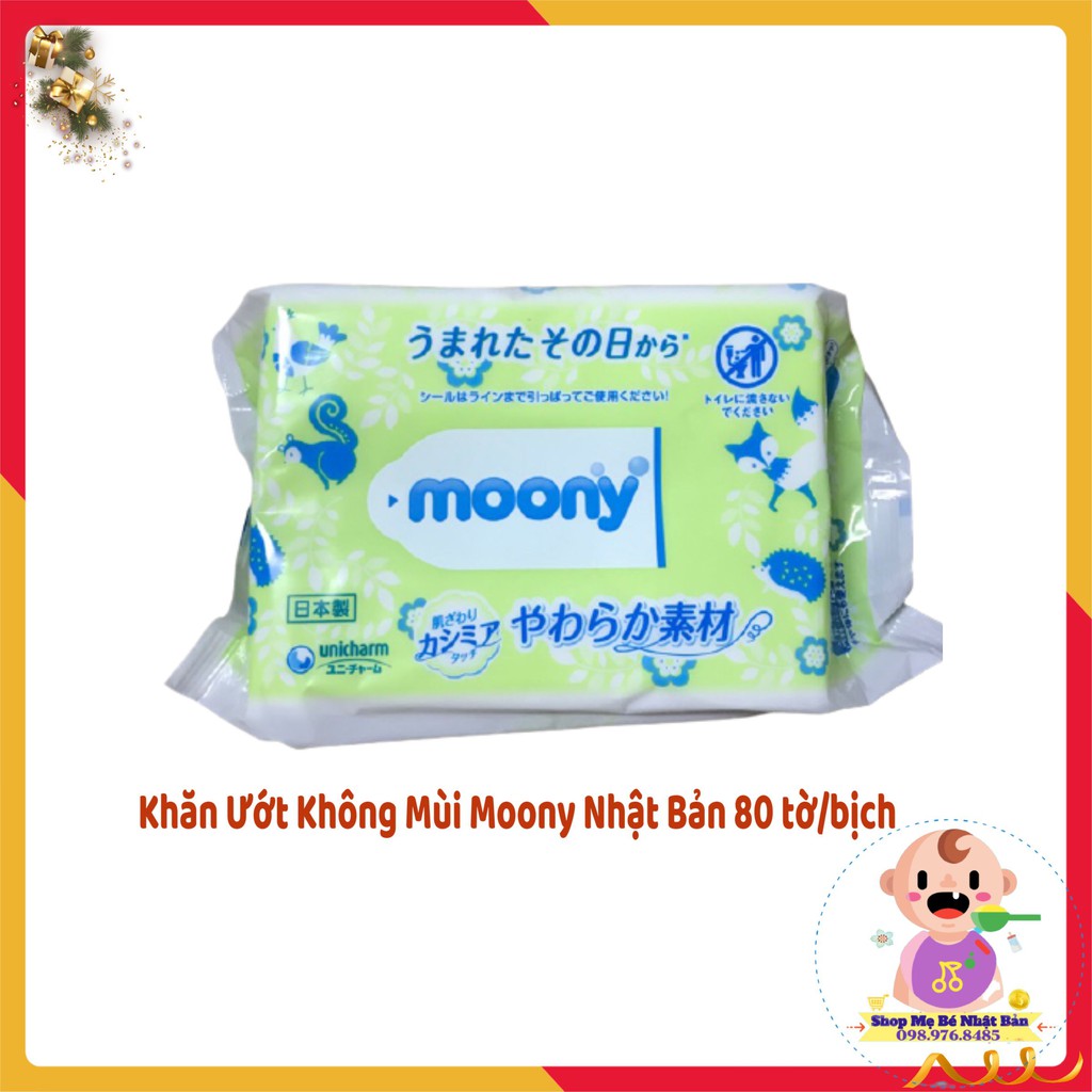 Khăn Giấy Ướt Moony - 80 tờ/ bịch [ Nhật Bản ]