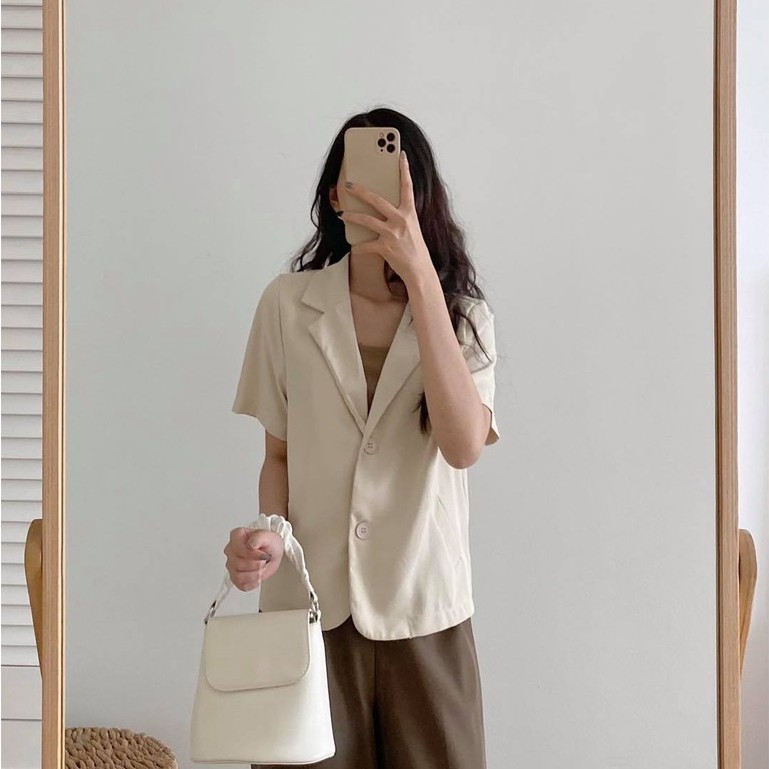 [Mã FAGREEN1505 giảm tới 30K đơn 99K] Áo blazer cộc tay dáng ngắn 2 cúc _ A0167 | BigBuy360 - bigbuy360.vn