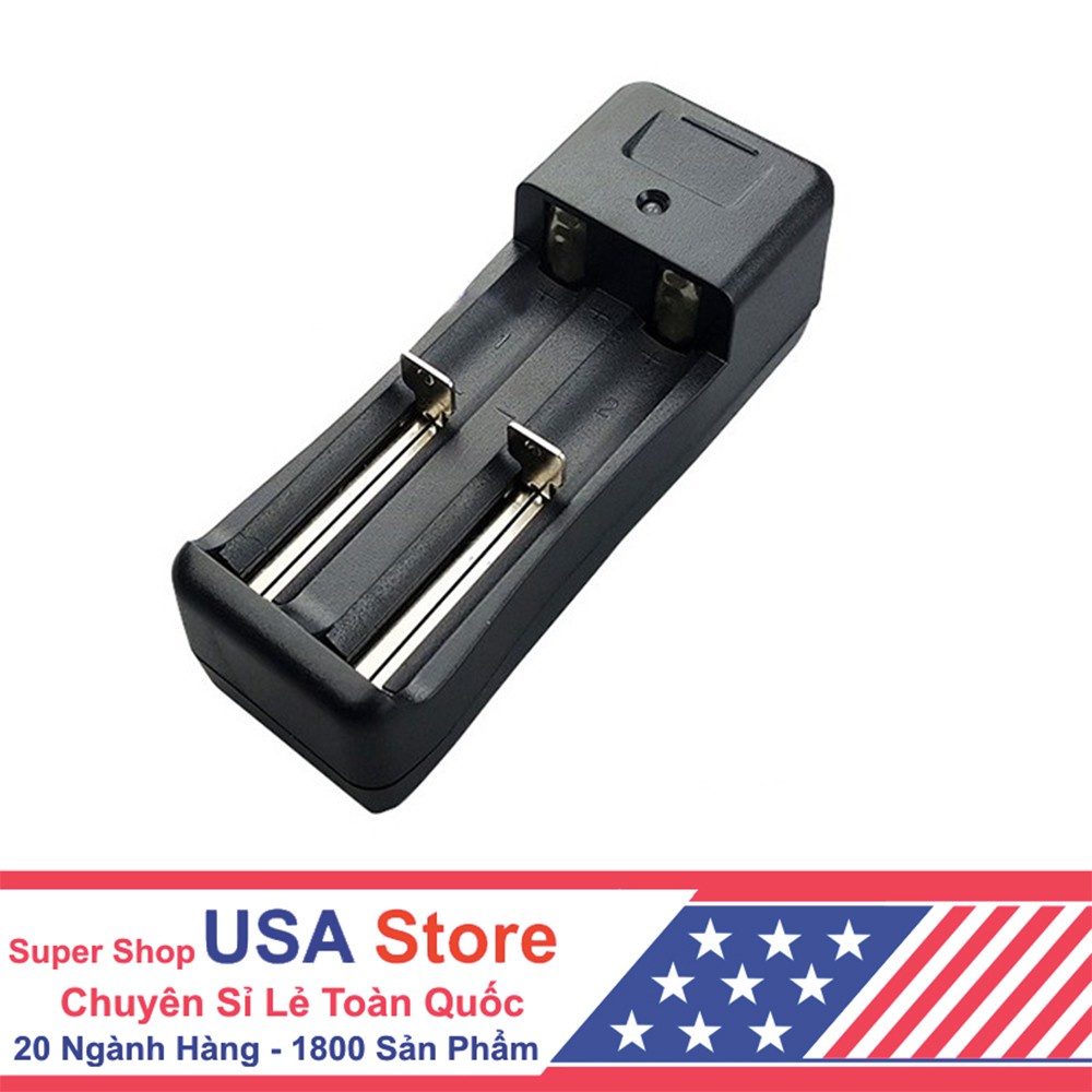 Nguồn Sạc Pin Đôi, Pin Li-ion 3.7V 18650, 14500, 16340.... Loại 2 Viên (Cắm Điện)