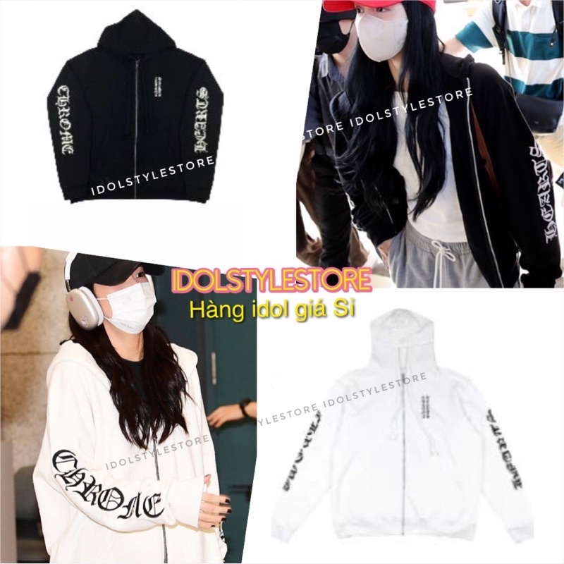 (áo kèm card Idol) áo khoác nỉ kéo khoá của Lisa Jisoo Blackpink , Jaemin NCT , Giselle Aespa