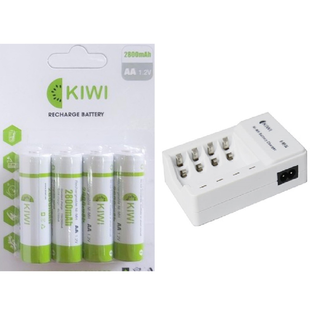 Combo 4 pin sạc AA và dock sạc pin Kiwi 4 chân