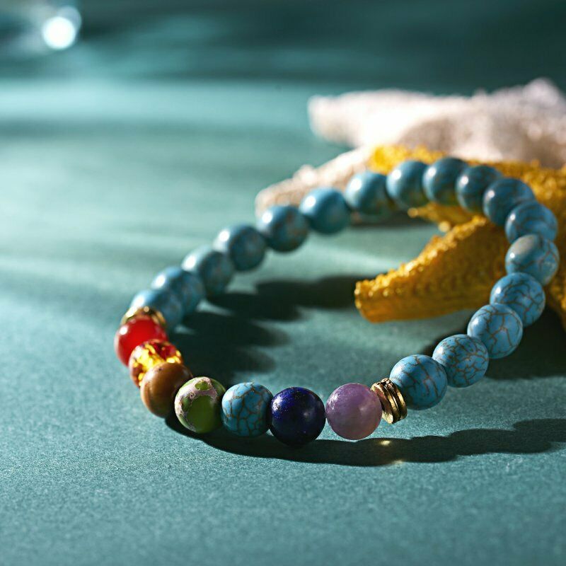 Vòng Tay Chuỗi Hạt Đá Chakra 7 Màu Cầu Nguyện