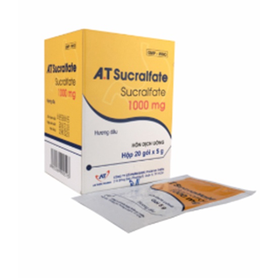 A.T Sucralfate 1000mg giảm đau, trào ngược, viêm loét dạ dày, tá tràng - Hộp 20 gói x 5g