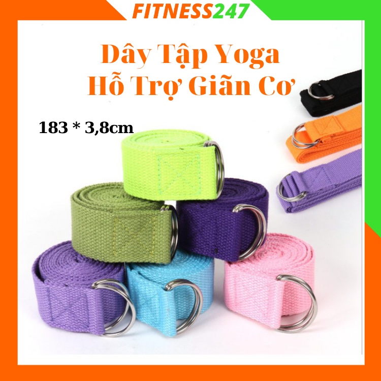 Dây Tập Yoga Gym Sợi Cotton Hỗ Trợ Giãn Cơ Tập Động Tác Khó, Dây Đai Tập Yoga Loại 1 Dài 1,83m Tăng Dẻo Dai Cơ Thể