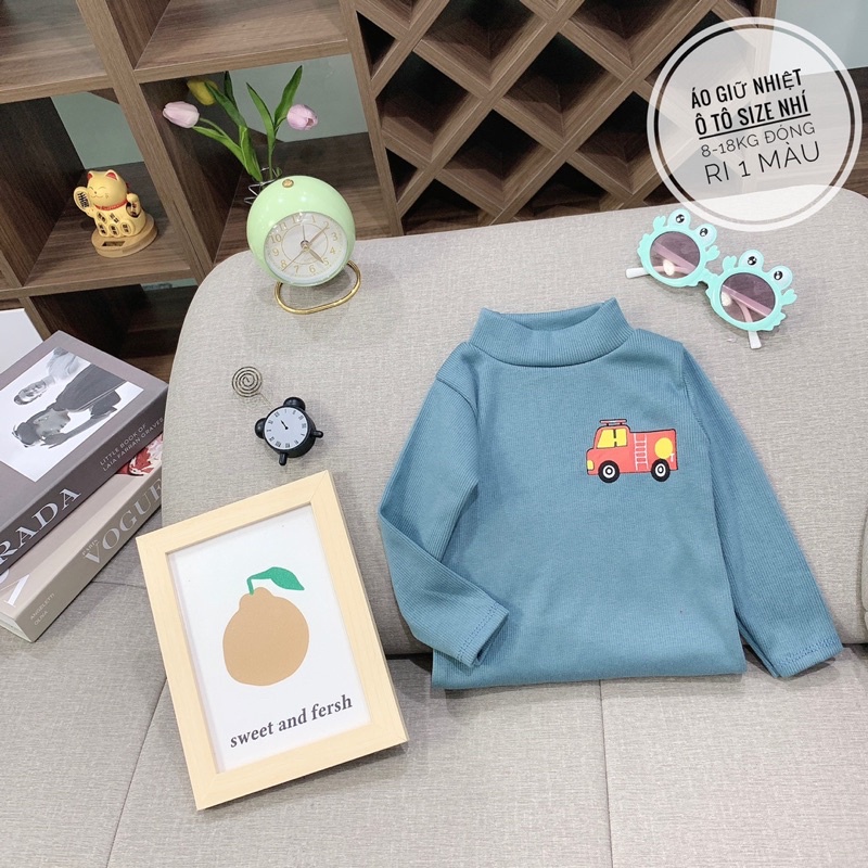 Áo giữ nhiệt 3p in hình ô tô ngộ nghĩnh cho bé trai, chất len tăm Thu Đông 2022