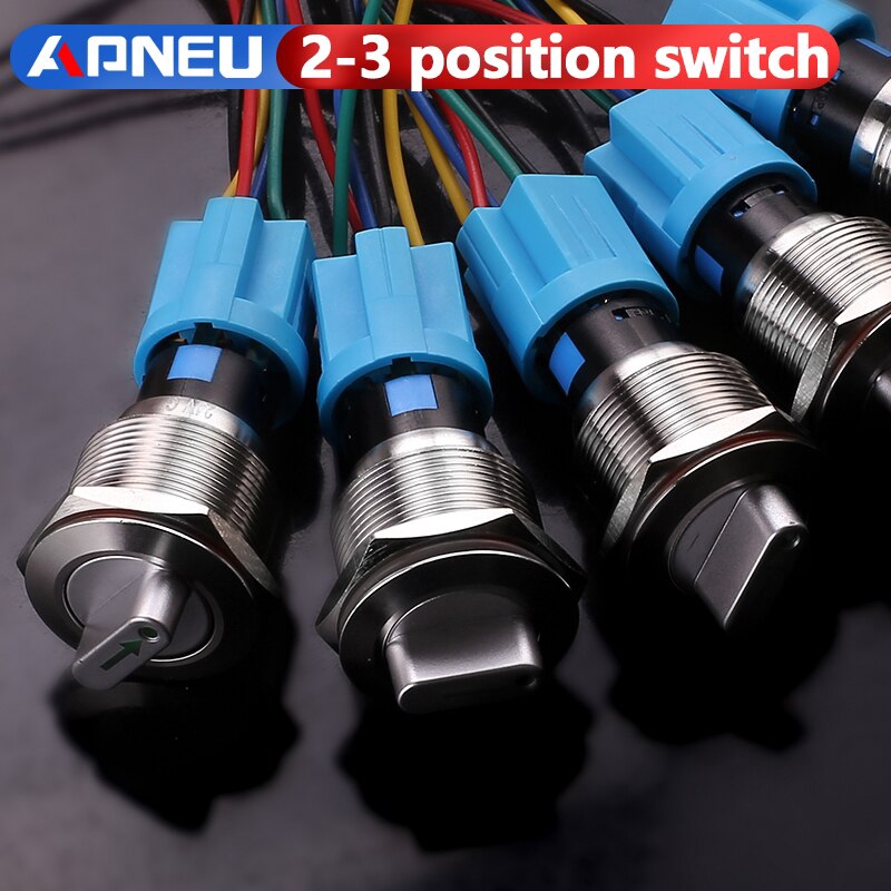 Công Tắc Xoay Bằng Kim Loại Có Đèn led 2-3 Nút 9-24V 19mm 22mm