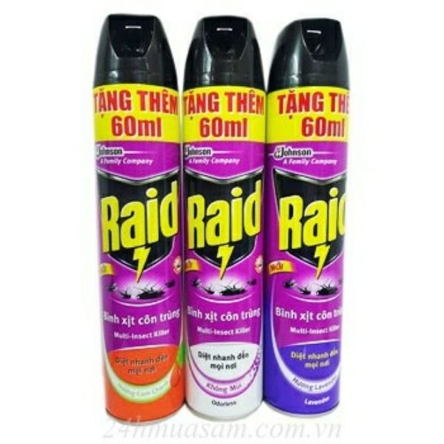 bình xịt côn trùng raid không mùi bình 600ml