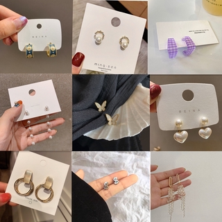 Bông Tai Thời Trang Hình Trái Tim Đính Ngọc Trai Xinh Xắn