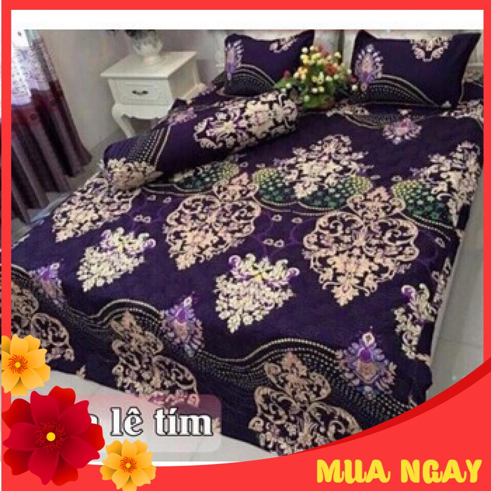 Bộ Chăn Hè Ga Gối, Drap Giường 5 Món Mẫu Pha Lê Tím