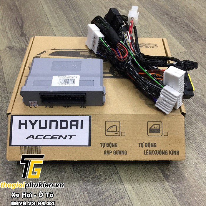 Bộ gập gương lên xuống kính tự động xe Hyundai Accent 2018-2021 - cắm jack zin, chích 2 dây tín hiệu