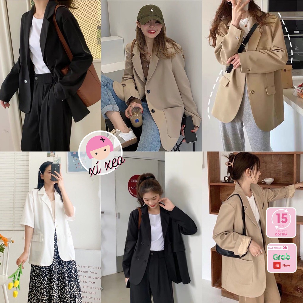 Áo blazer vest nữ, áo khoác màu trơn phong cách ulzzang xixeoshop - Hàng mới về