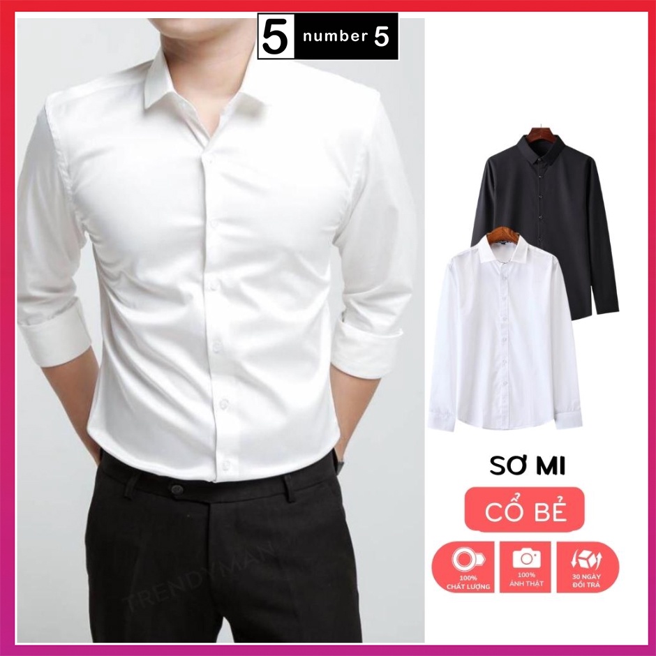 Áo Sơ Mi Nam Dài Tay Vải Cotton Lụa Trơn Mát Dáng Hàn Không Nhăn Không Xù Thanh Lịch [ATS]