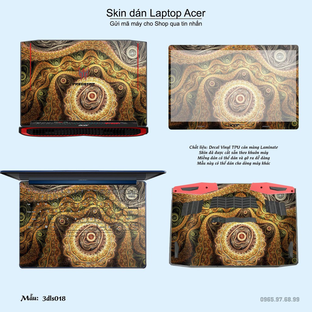 Skin dán Laptop Acer in hình 3D Abstract (inbox mã máy cho Shop)