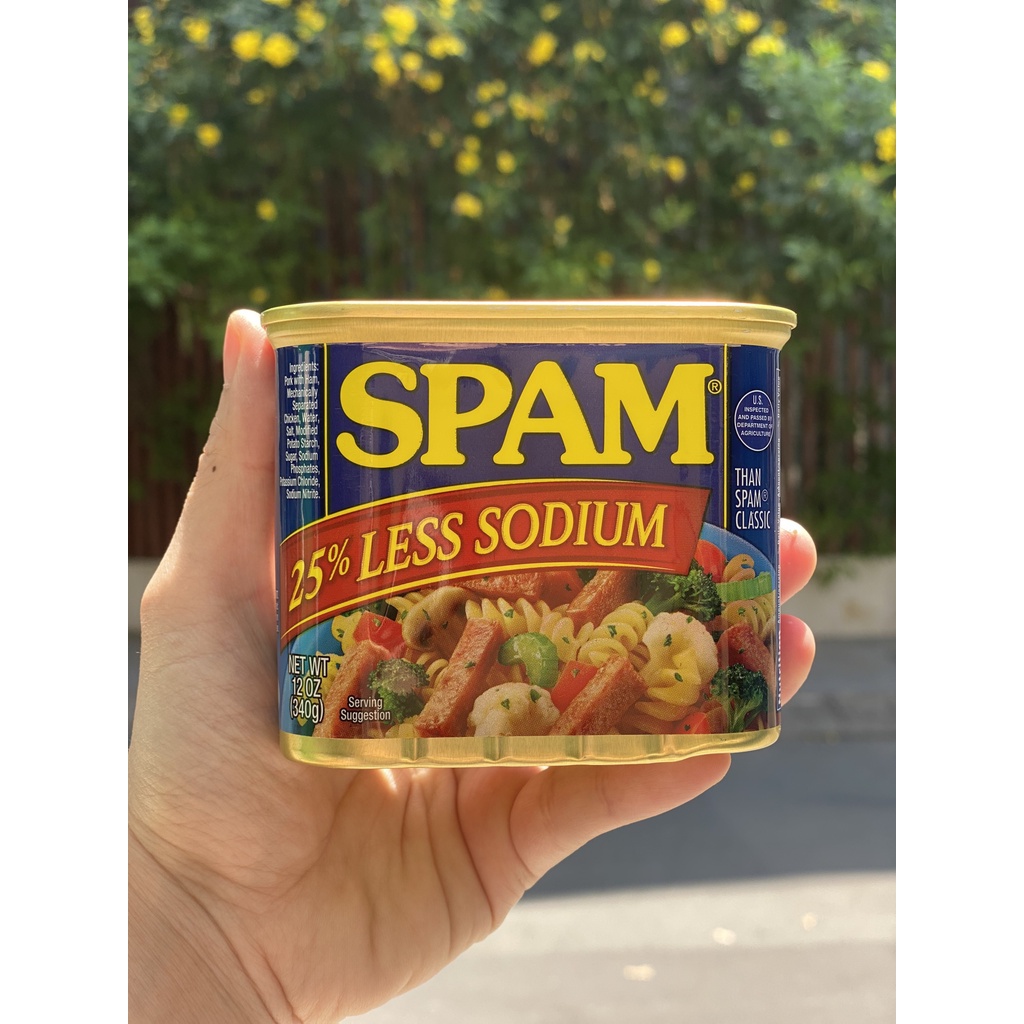 Thịt đóng hộp Spam ⚡ GIÁ TỐT NHẤT ⚡ Thịt hộp Spam 25% Less Sodium  Đầy đủ dưỡng chất cho người bận rộn Xuất xứ Mỹ
