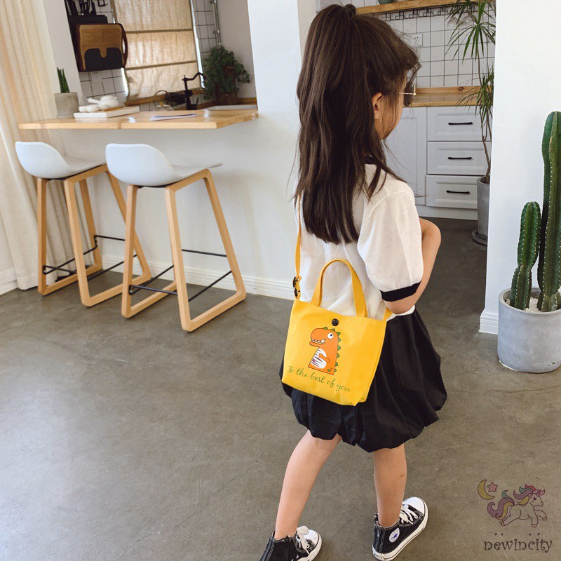 Túi đeo vai vải bạt in hình vịt con dễ thương xinh xắn