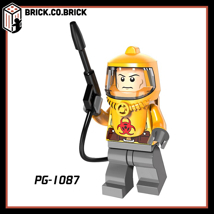 Đồ chơi lắp ráp minifigure nhân vật nhân viên mặc đồ bảo hộ xử lí hóa chất hạt nhân PG8081