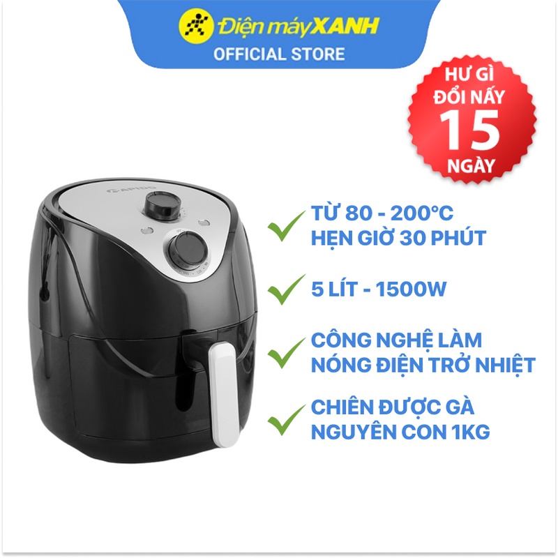 [Mã ELHADEV giảm 4% đơn 300K] Nồi chiên không dầu Rapido RAF5.0M 5 lít công suất 1500W - Hàng chính hãng BH 12 tháng