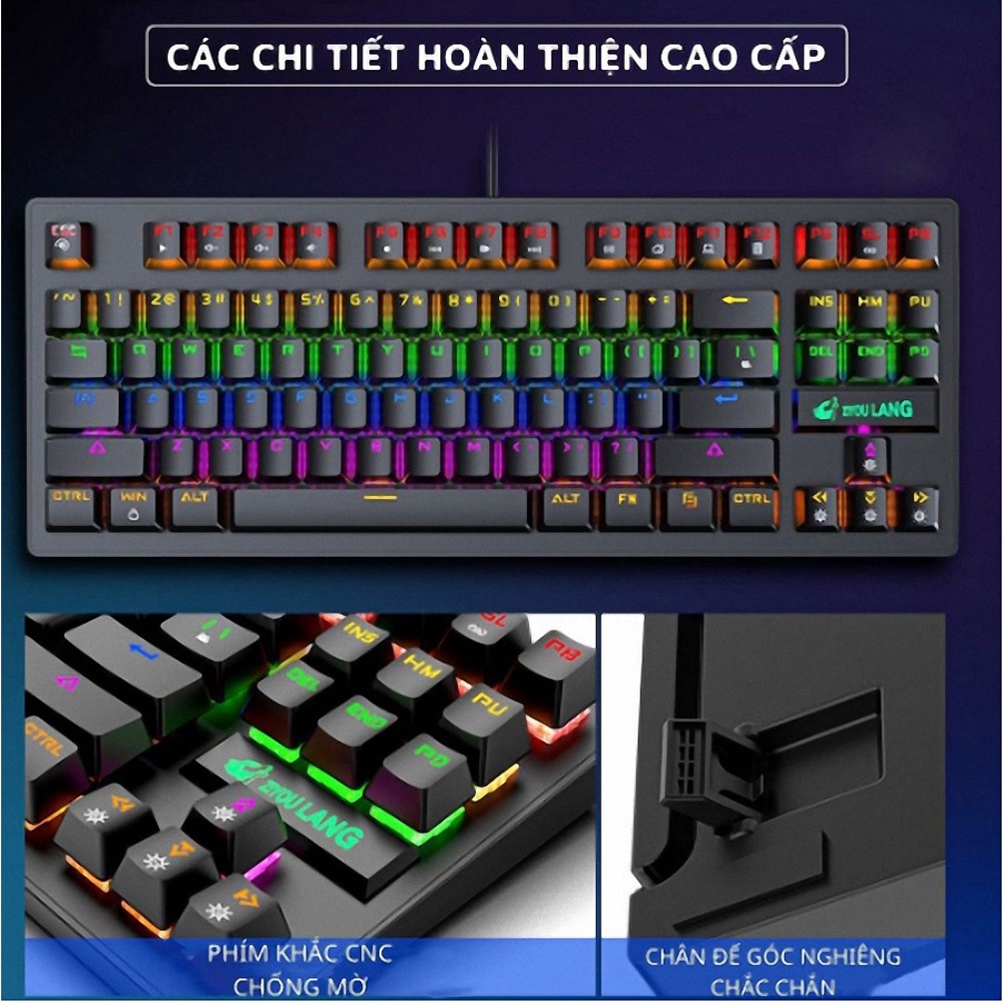 Bàn Phím Cơ Blue Switch Chuyên Game RGB K2 Pro & KA800 87 Phím