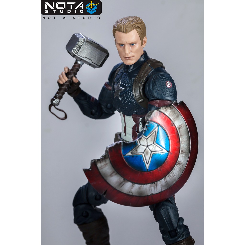 Mô Hình phụ kiện khiên vỡ và búa Thor dành cho Captain American  END GAME - Mavel Legent và SHF của - NOTA Studio -