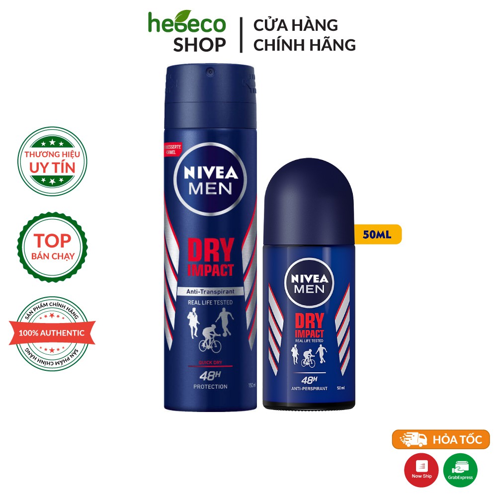 Ngăn mùi và giúp siêu khô thoáng Nivea Men Dry Impact - Hàng Chính Hãng