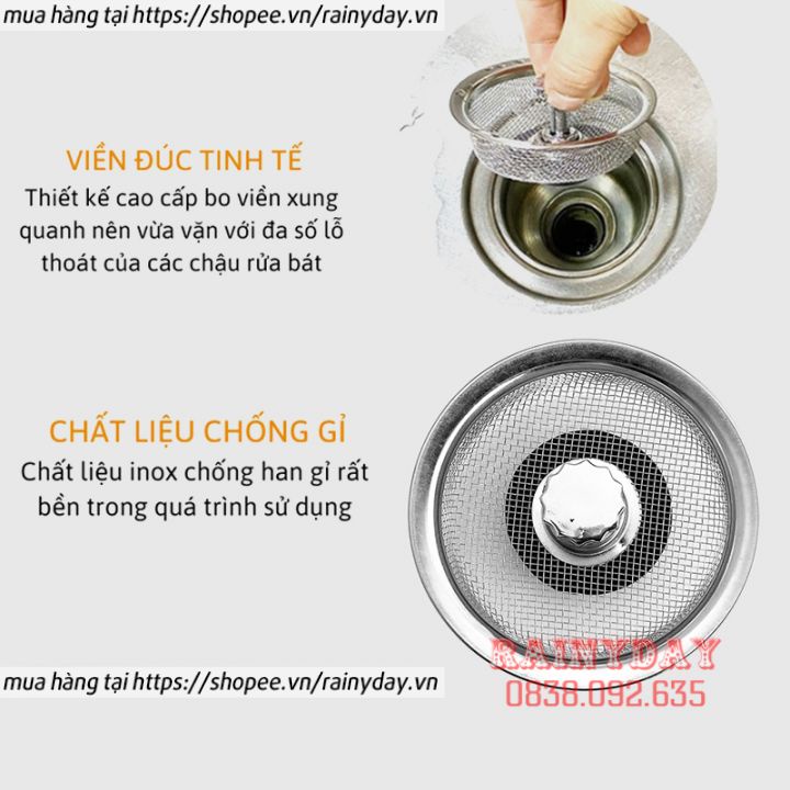 Giỏ lọc rác có nắp đậy bồn rửa chén, lưới lọc rác thông minh cho chậu rửa bát chén lavabo inox