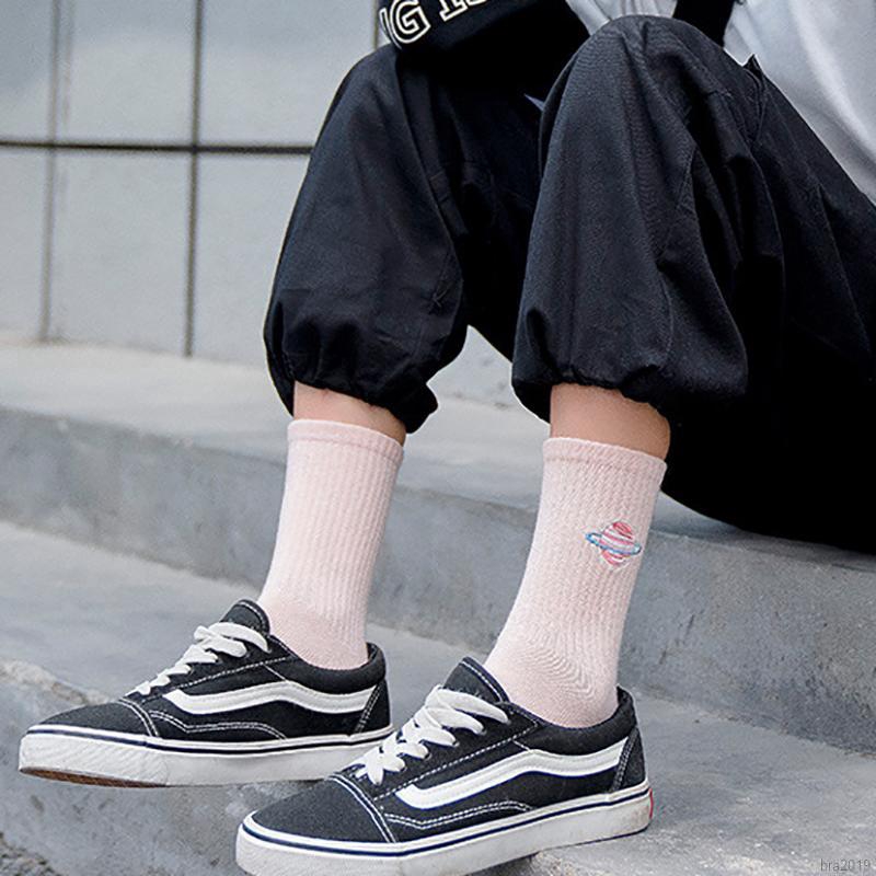 Women Long Fashion Wild Cotton Planet Print Vertical Stripes Socks | BigBuy360 - bigbuy360.vn