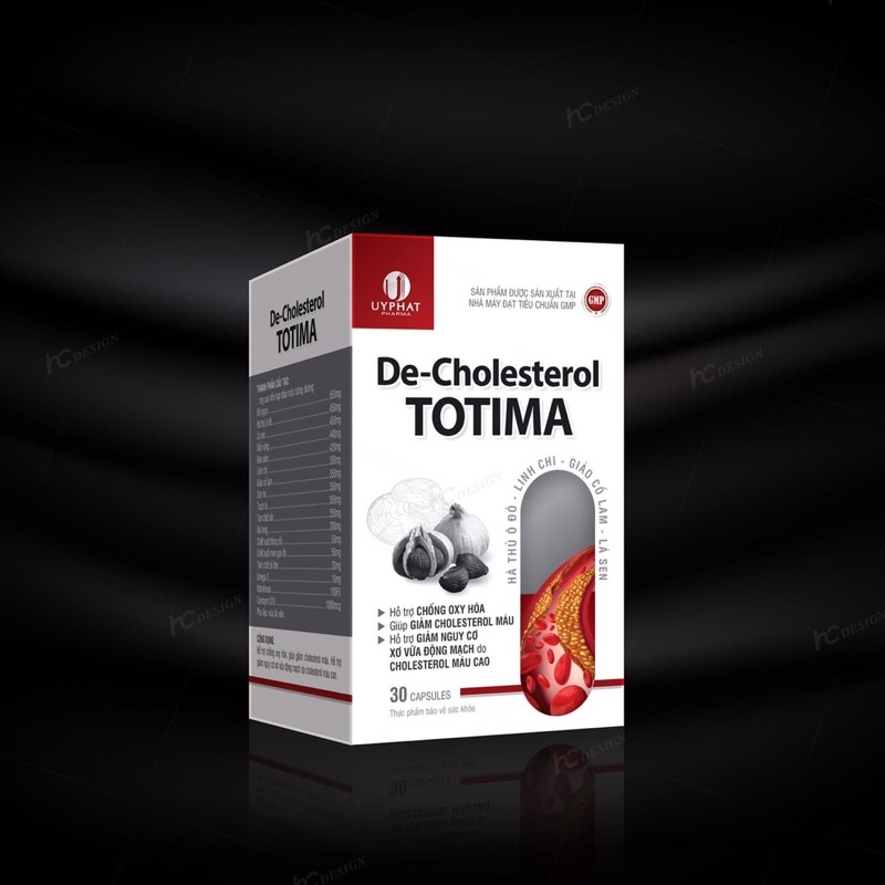 Viên uống hạ mỡ máu De cholesterol Totima giảm mỡ máu, phòng ngừa xơ vữa mạch vành