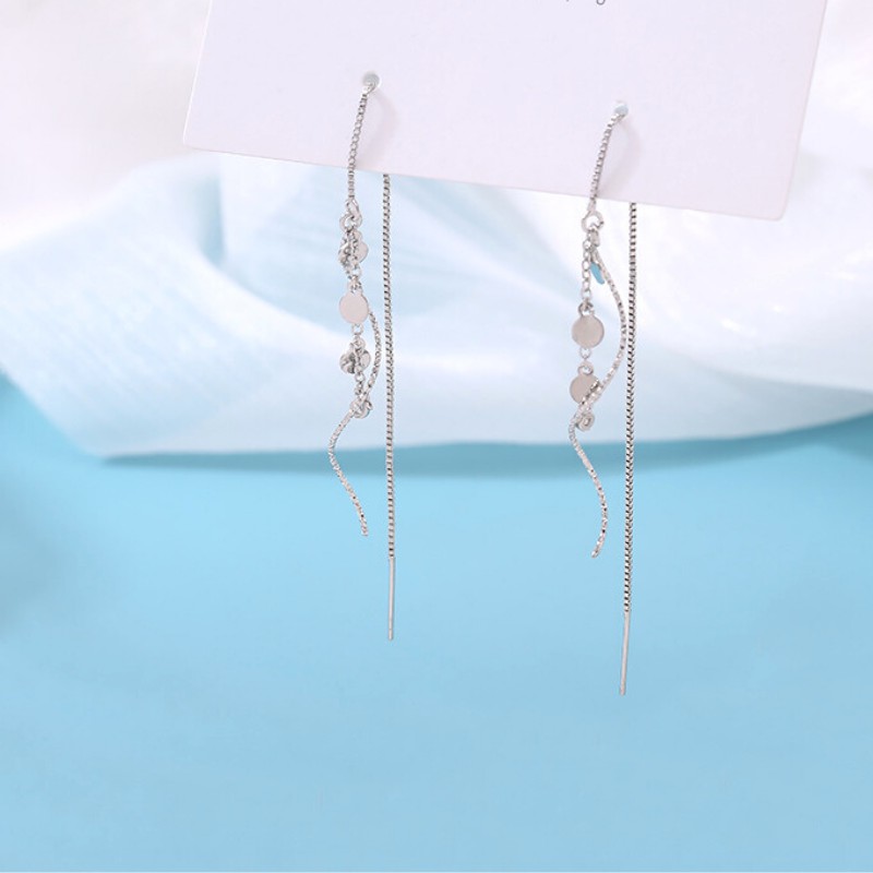 Bông Tai Bạc S925 Pendant Wave Sợi Thả Thanh Lịch | Khuyên Tai Nữ Trang Sức Bạc Thời Trang