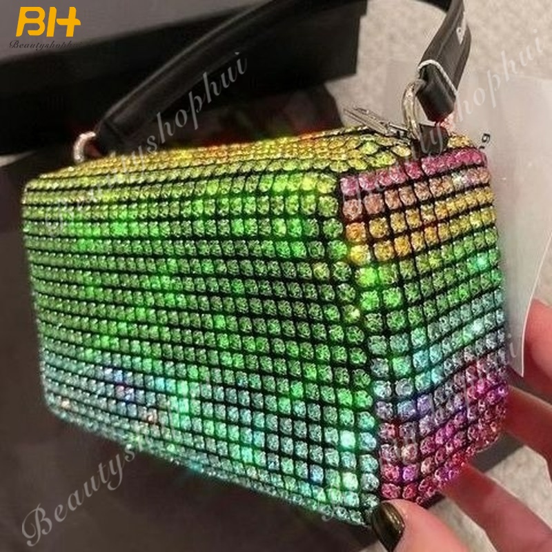 Túi Đeo Vai Vuông Nhỏ Xinh Đính Đá Lấp Lánh Thời Trang Mới 2022 Cho Nữ