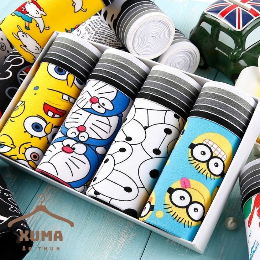 [ Free Ship ] combo 4 quần xì sịp quần lót nam hoạt hình nhiều màu cotton co giãn 4 chiều xuma