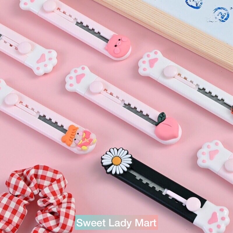 Dao Rọc Giấy Mini Charm Siêu Sắc Hoa Quả Chân Mèo Hình Thú Cute Dễ Thương