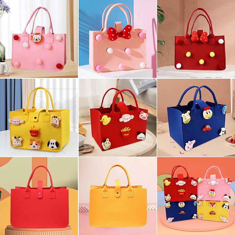 Túi tote xách tay JASMIN NOIR bằng vải nỉ hình hộp dễ thương tùy chọn màu sắc thời trang dành cho nữ