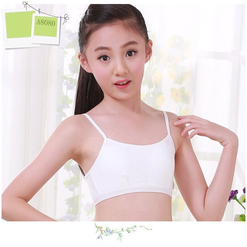 Áo lá học sinh 2 dây không đệm ngực chân ren L007