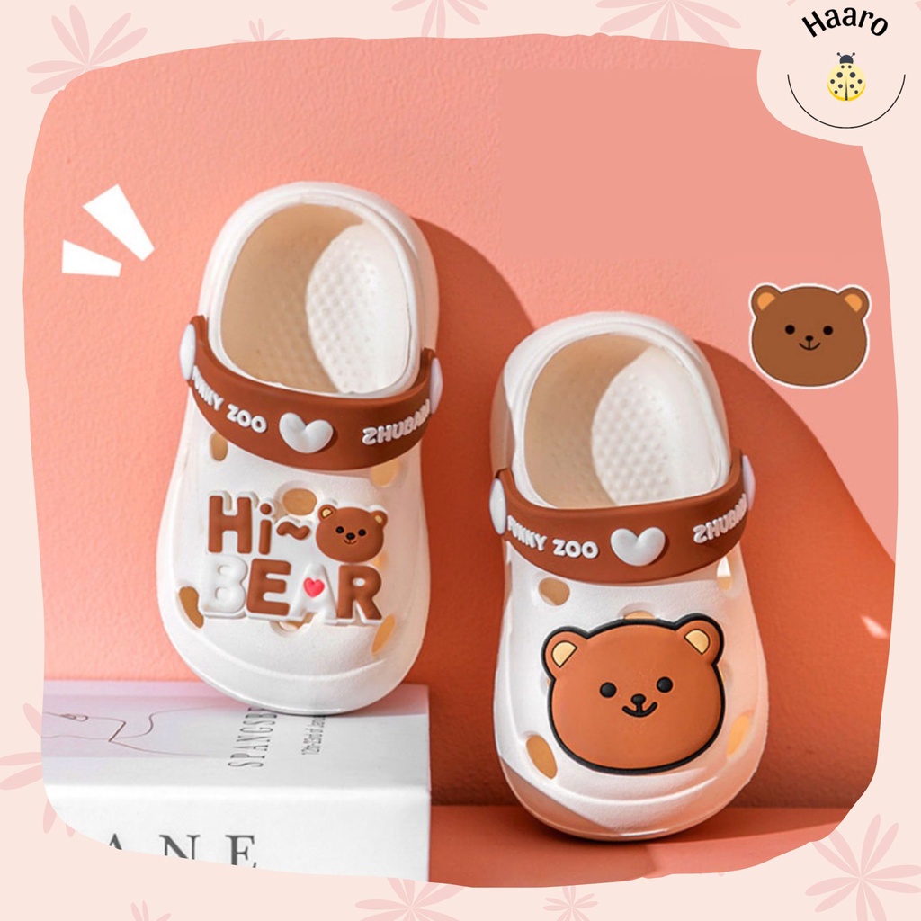 Dép sục crocs gấu cho bé trai bé gái siêu nhẹ chống trượt - Haaro Babies