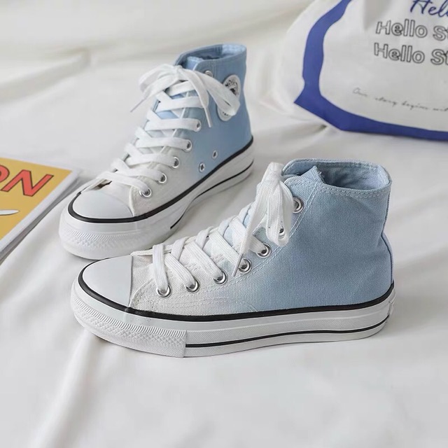 Giày thể thao, giày sneaker đế bằng cổ cao loang màu phong cách Hàn Quốc năng động