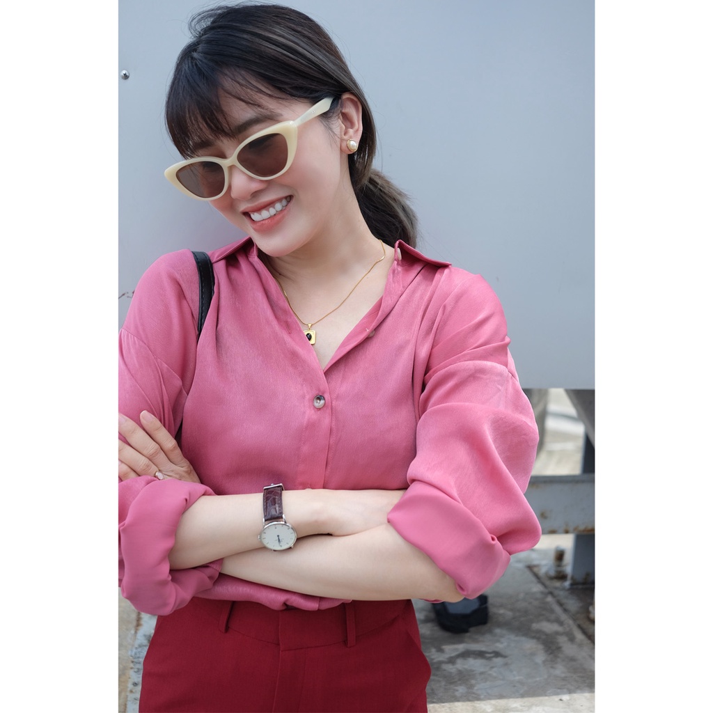 PINKY SHIRT 🌸🌸🌸 ÁO SƠ MI LỤA FORM RỘNG 🌸🌸🌸