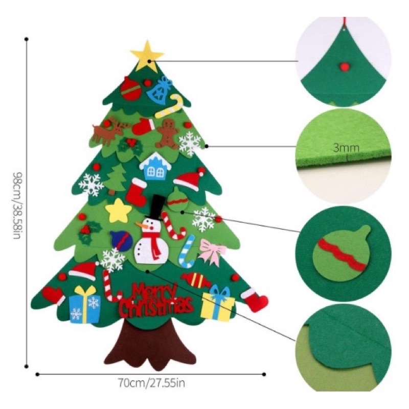 Cây thông Noel vải dạ 32 chi tiết
