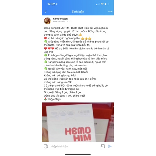 [HÀNG MỚI VỀ] Nước Uống HE.MO.HIM Cao Cấp Hàn Quốc
