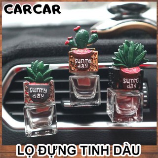 Lọ đựng tinh dầu nước hoa ô tô cài cửa gió gắn cây xương rồng dễ thương