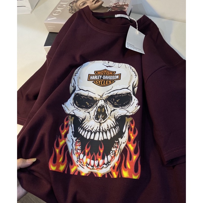 Áo Thun Đầu Lâu Motor Chất Bo Tàu