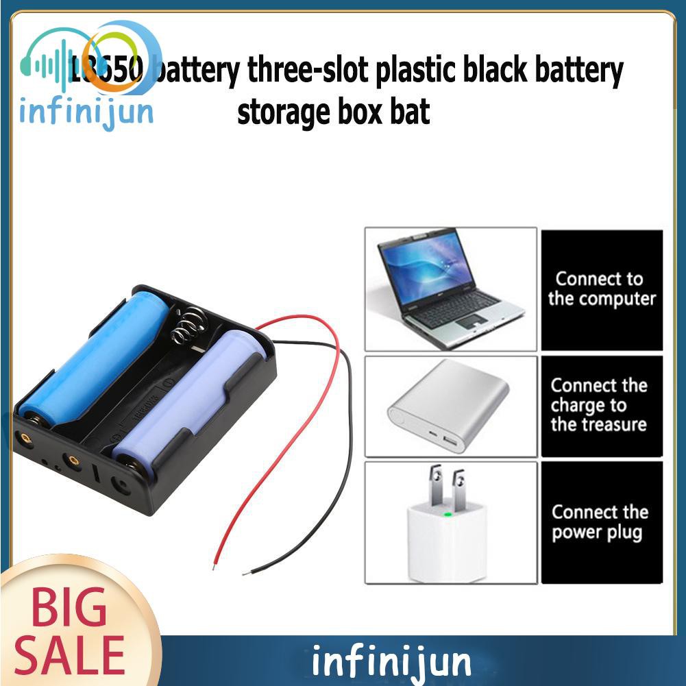 1 Hộp Nhựa 3 Ngăn Đựng Pin 18650 Kèm Dây