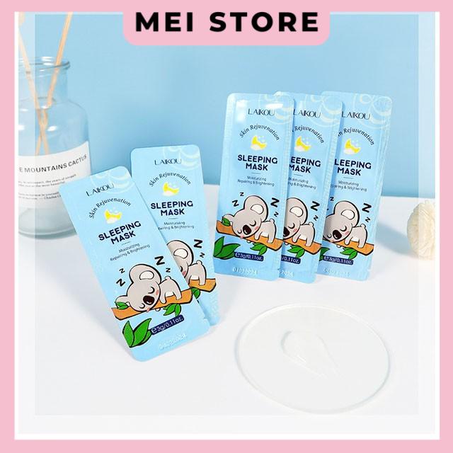 Túi 15 Gói Mặt Nạ Ngủ LAIKOU SLEEPING MASK Hình Chú Gấu Ngủ Trẻ Hóa Dưỡng Ẩm Làm Sáng Da