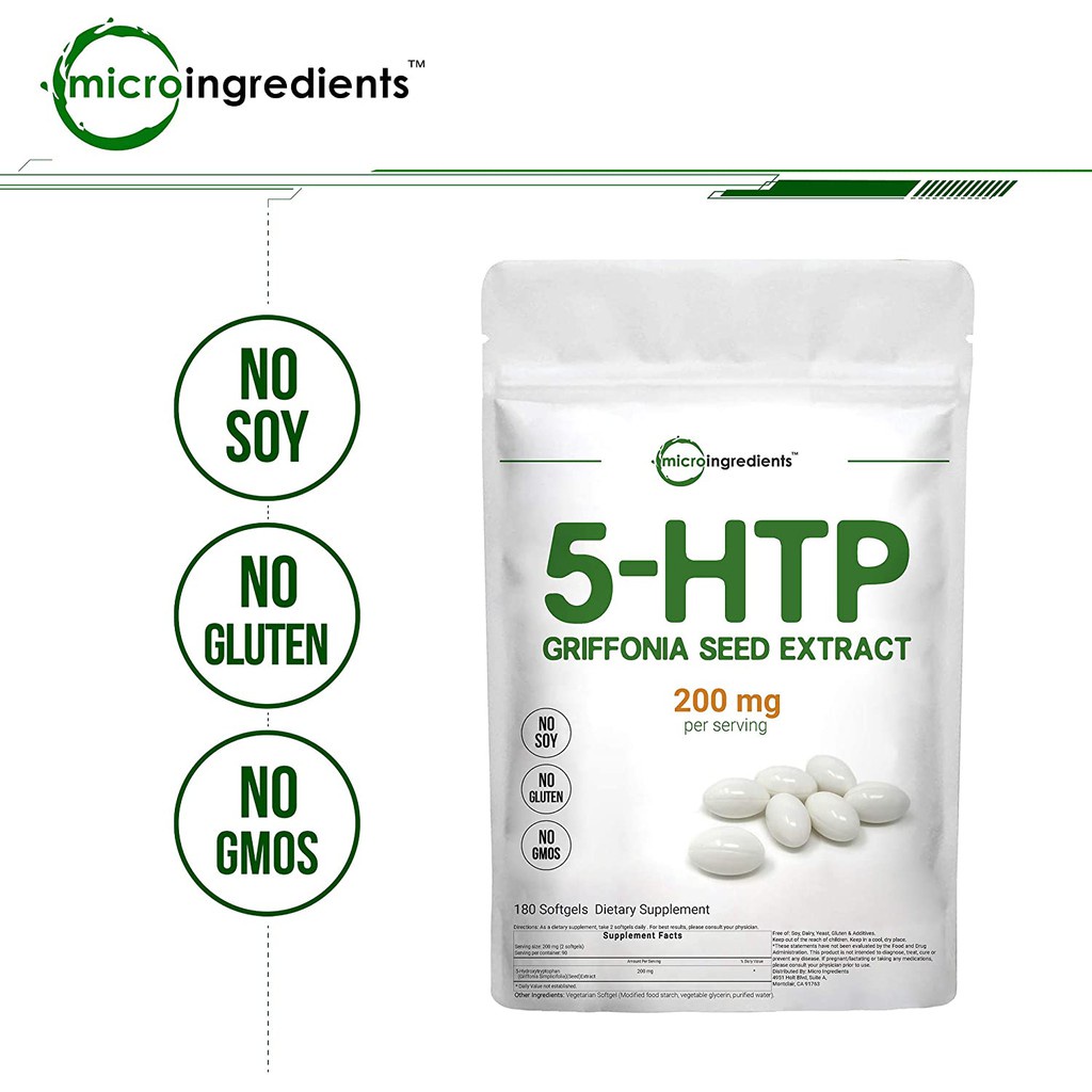 Viên Uống Giúp Thư Giãn Tinh Thần, Tốt Não Bộ Micro Ingredients 5-HTP 180 Viên